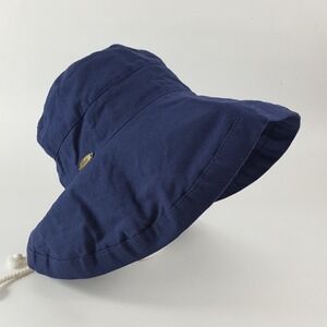 NWT Scala Wide Brim Sun Hat Outdoor Handcrafted One Size Navy Blue Cotton Hiking